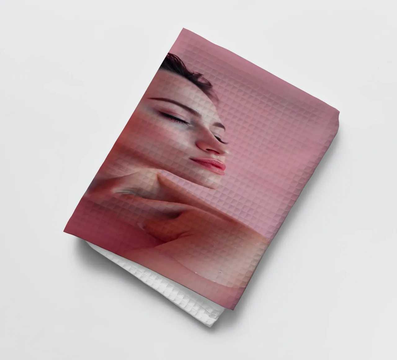 Esperienza di bagno rilassante in un ambiente rosa e sereno canovaccio da cucina da DesignDoodle