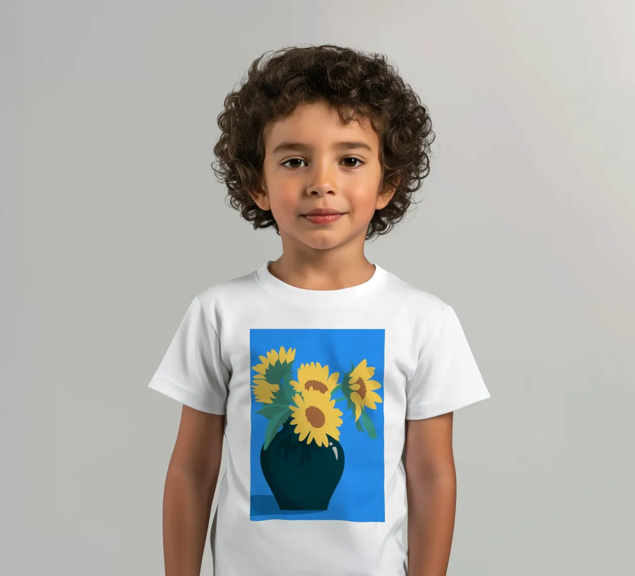 Sunflowers in Vase kids t-shirt by Seren Liodra