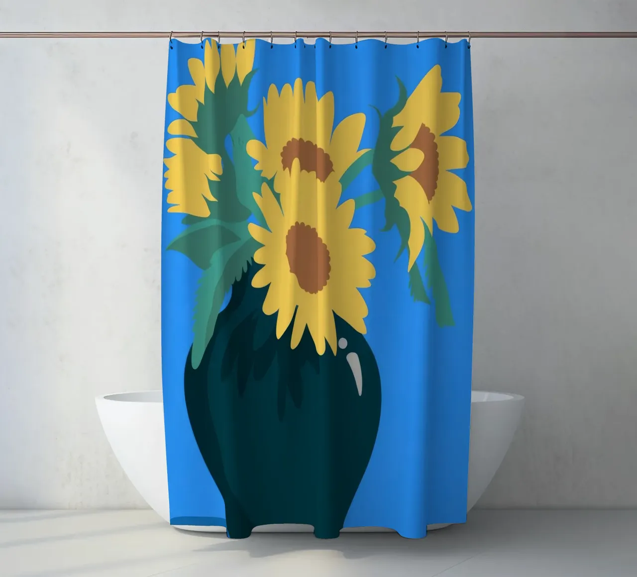 Sunflowers in Vase shower curtain by Seren Liodra
