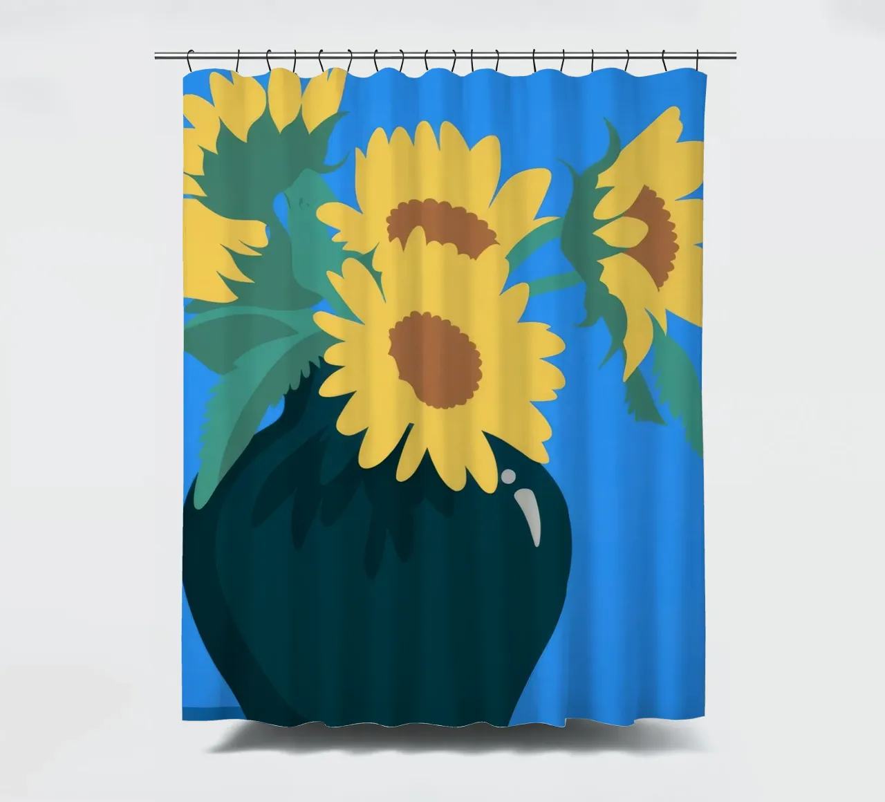 Sunflowers in Vase shower curtain by Seren Liodra