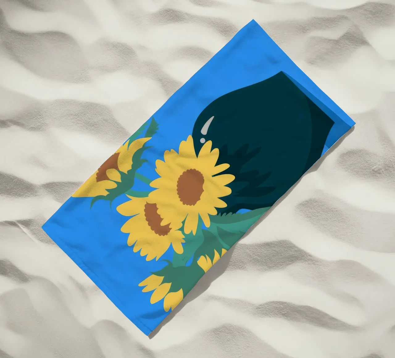 Sunflowers in Vase beach towel by Seren Liodra
