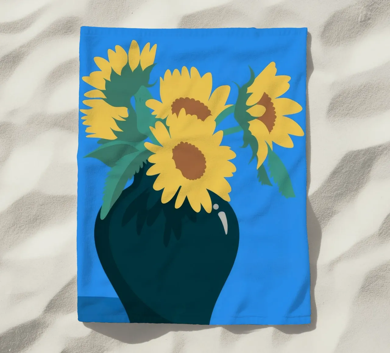 Sunflowers in Vase beach towel by Seren Liodra