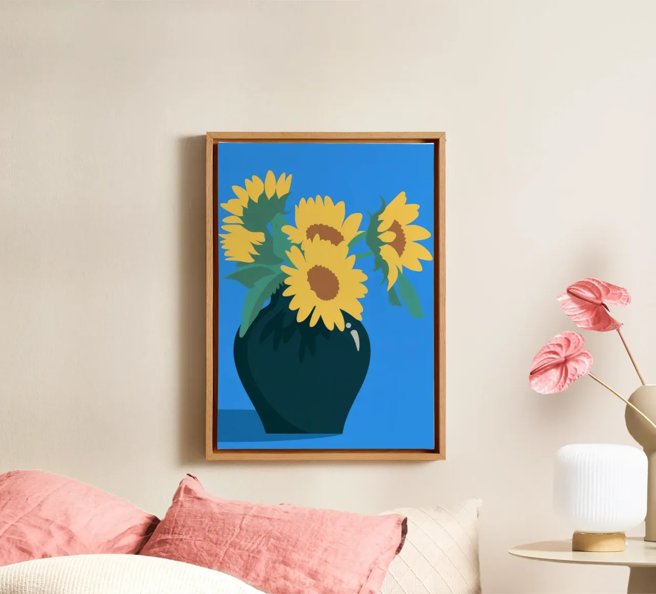 Sunflowers in Vase canvas by Seren Liodra