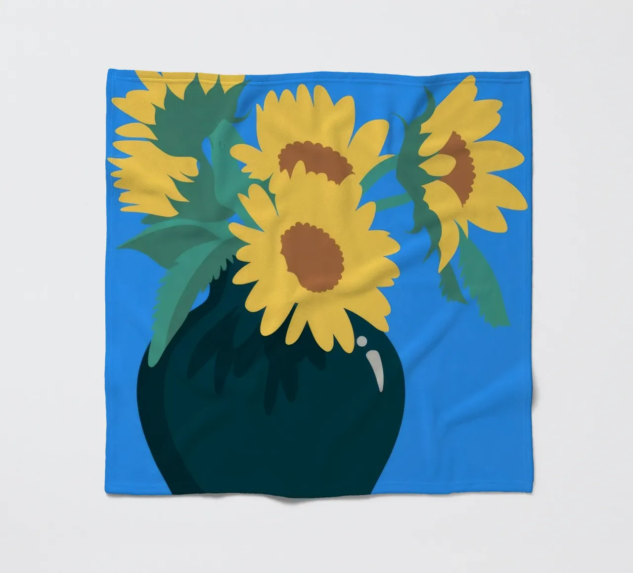 Sunflowers in Vase fleece blanket by Seren Liodra