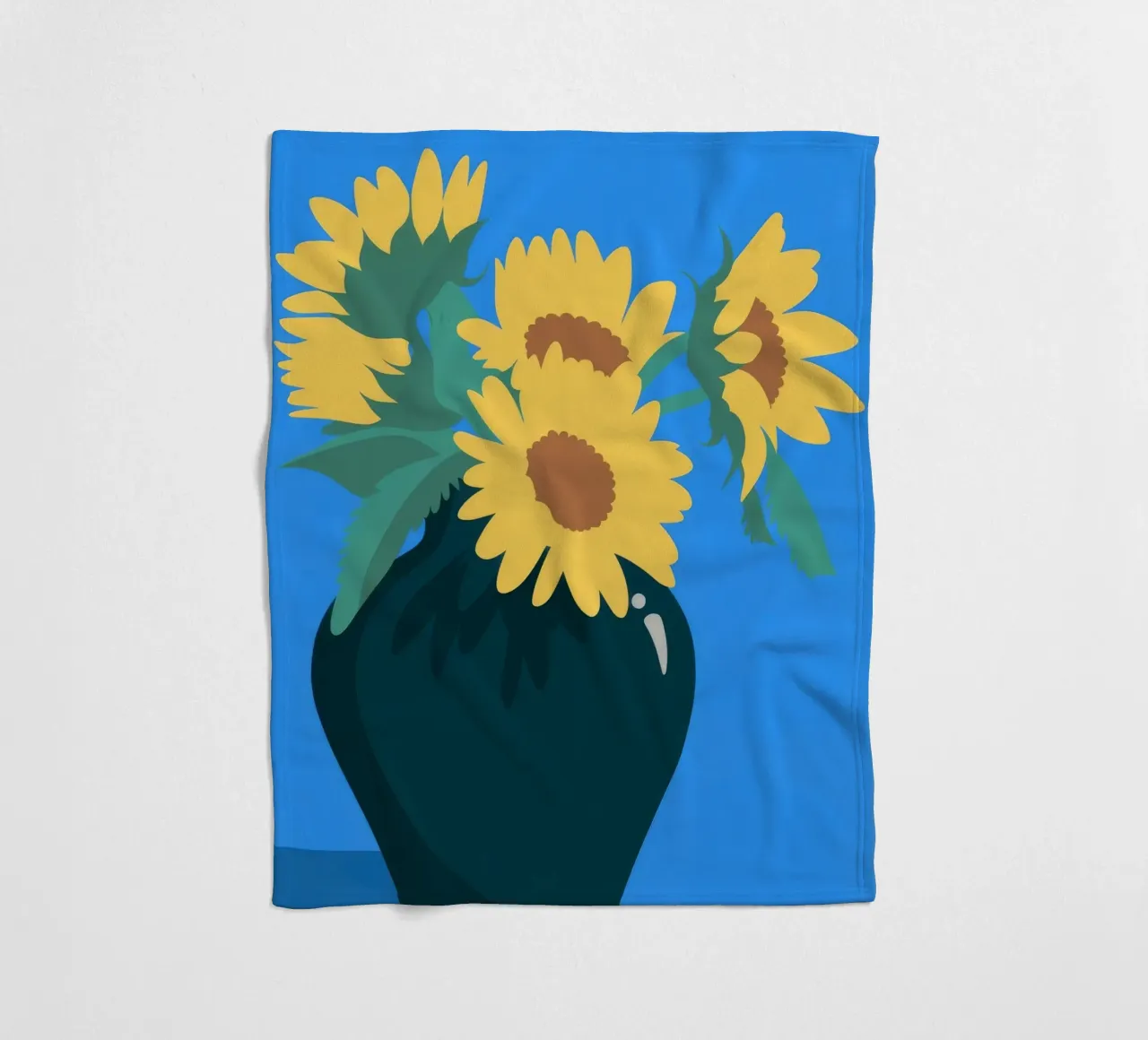 Sunflowers in Vase fleece blanket by Seren Liodra