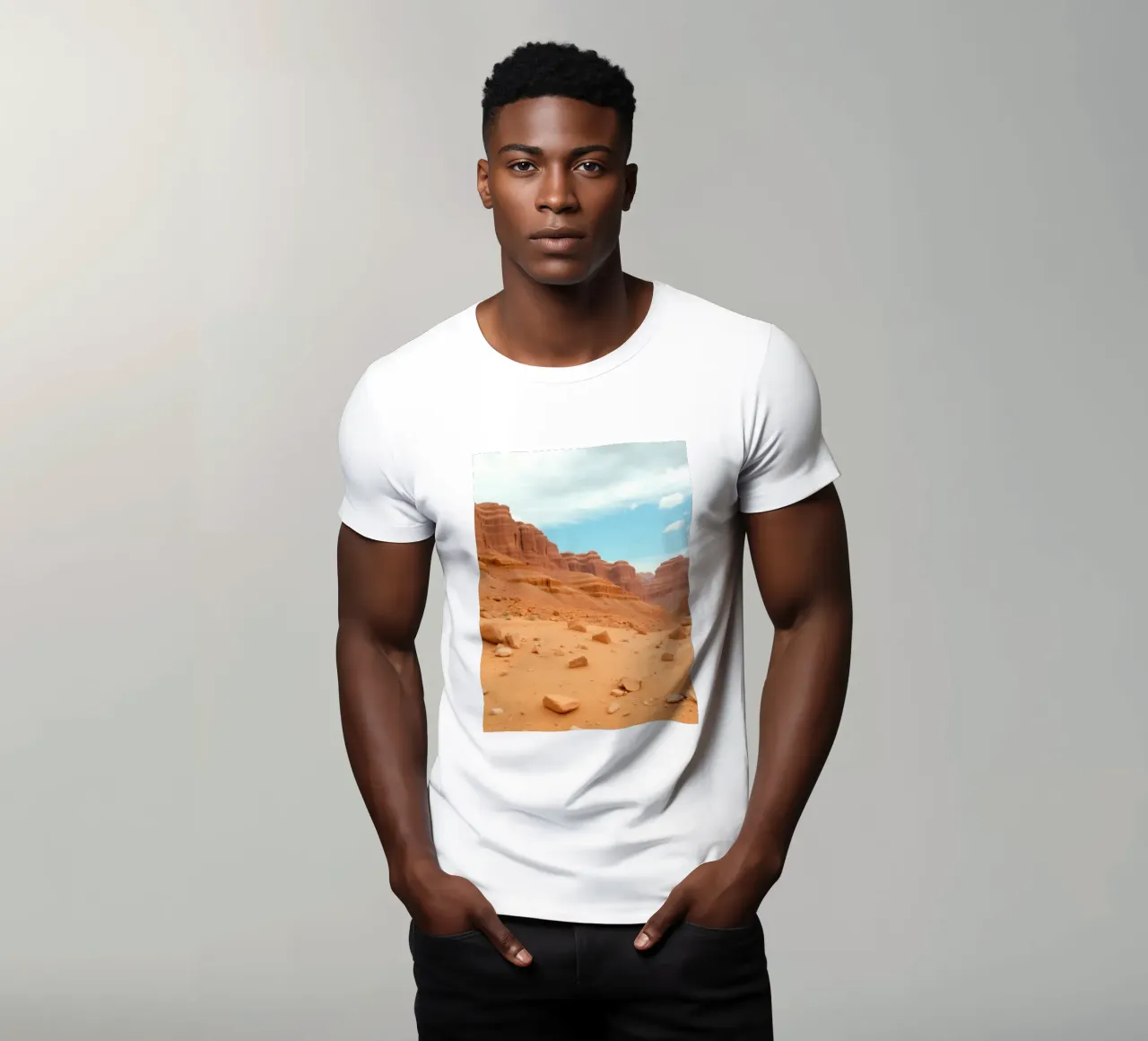 Paesaggio di rocce rosse con formazioni drammatiche t-shirt da DesignDoodle