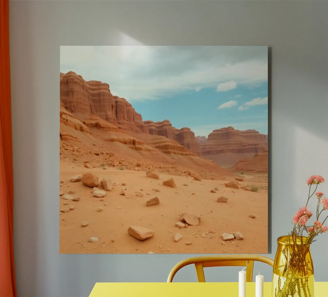 Paesaggio di rocce rosse con formazioni drammatiche alluminio dibond da DesignDoodle