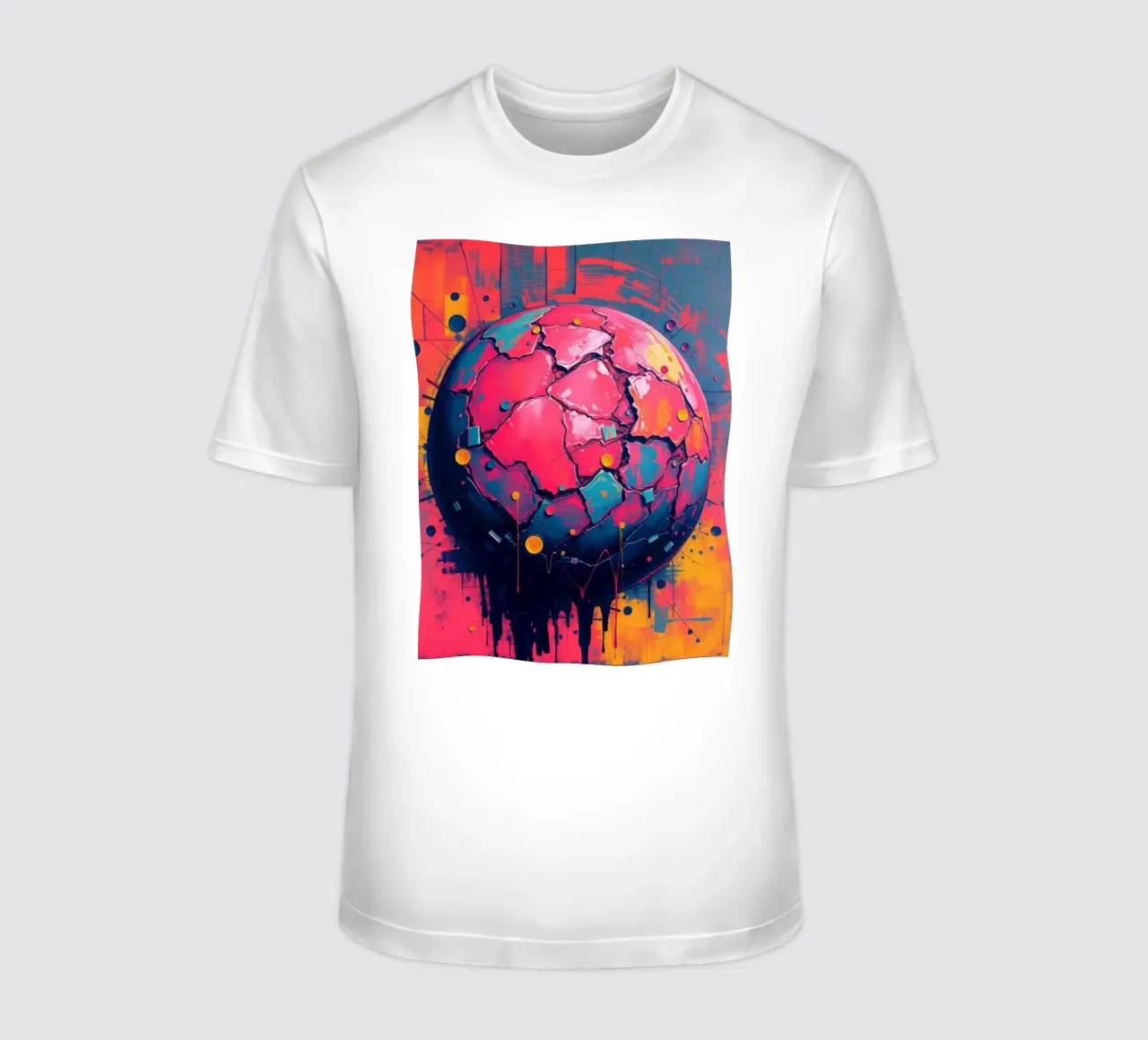 Représentation abstraite et colorée d'une planète fissurée t-shirt de DesignDoodle