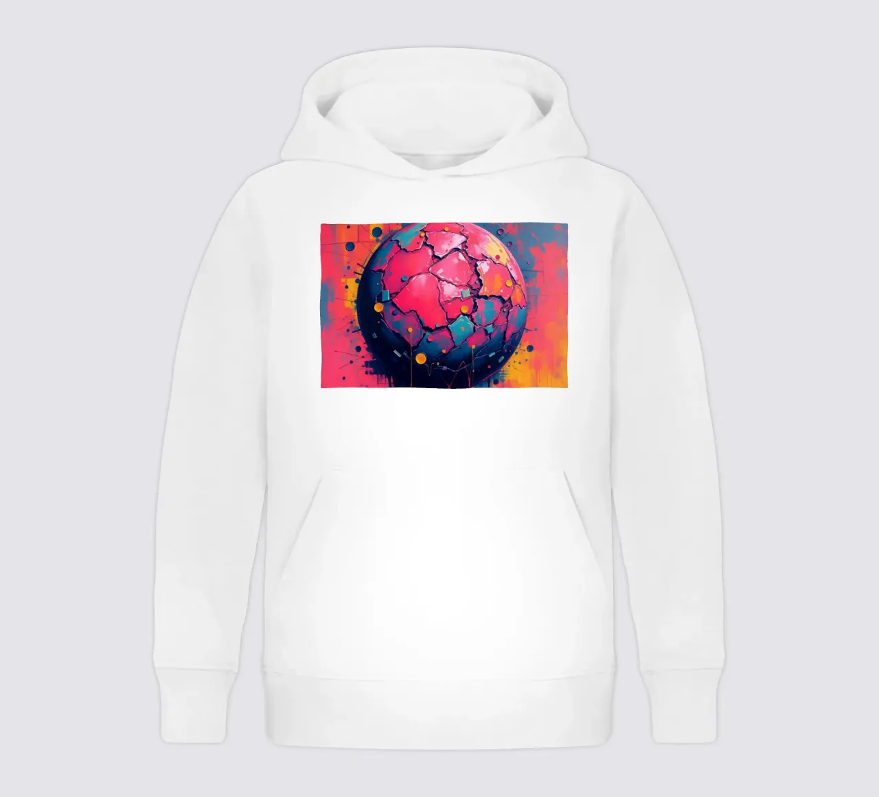 Colorful abstract representation of a cracked planet kids hoodie by DesignDoodle