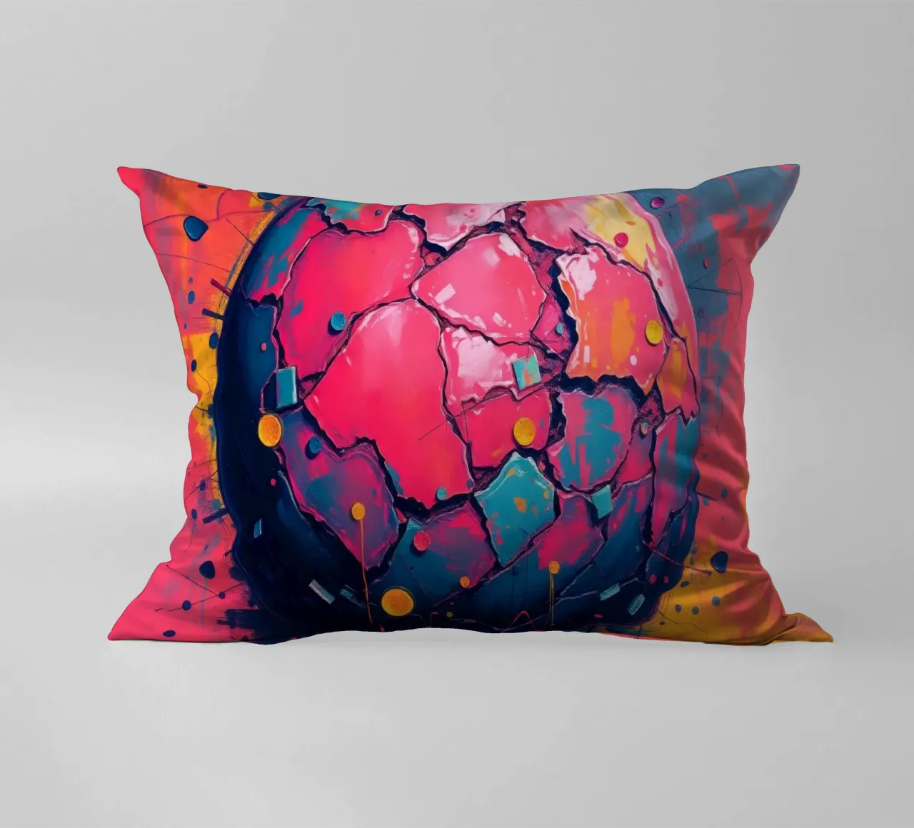 Rappresentazione astratta e colorata di un pianeta incrinato cuscino da DesignDoodle