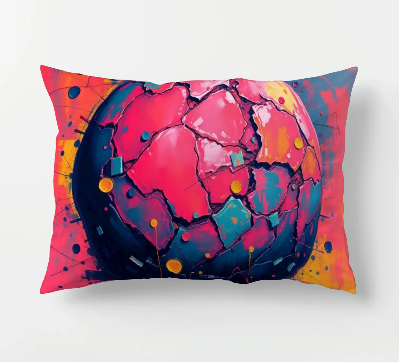 Rappresentazione astratta e colorata di un pianeta incrinato cuscino da DesignDoodle