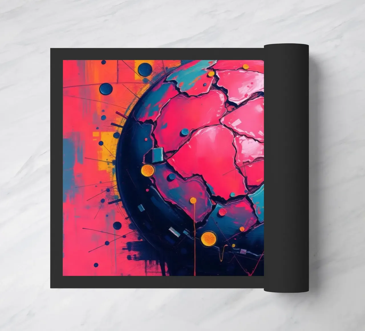 Représentation abstraite et colorée d'une planète fissurée paillasson de DesignDoodle