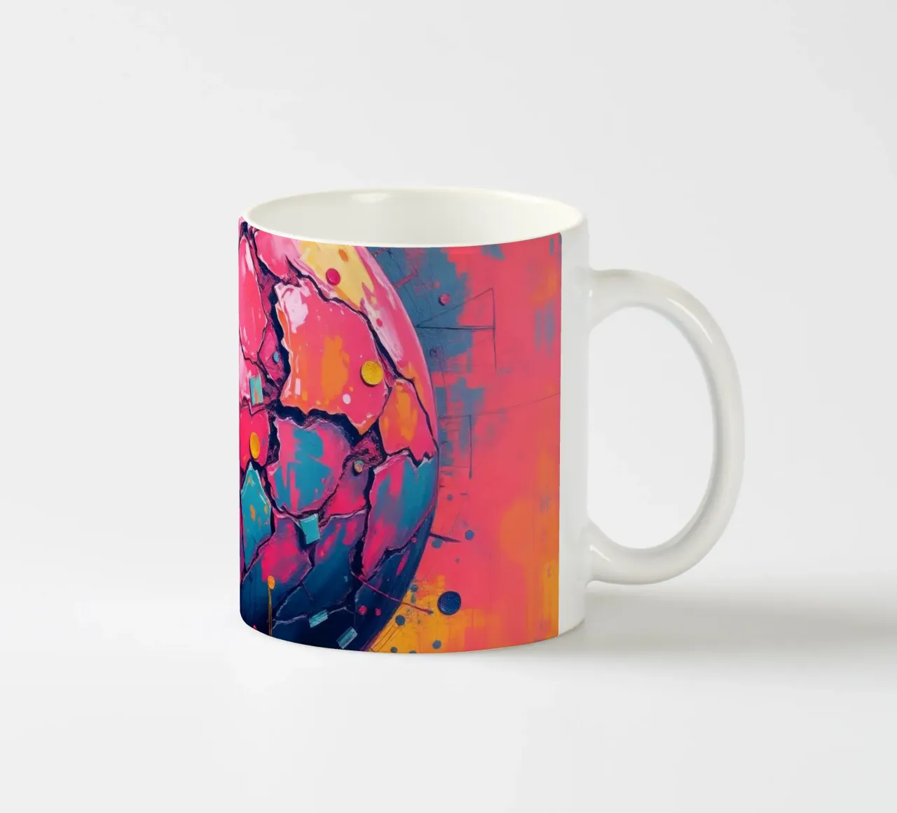Représentation abstraite et colorée d'une planète fissurée mug en céramique de DesignDoodle