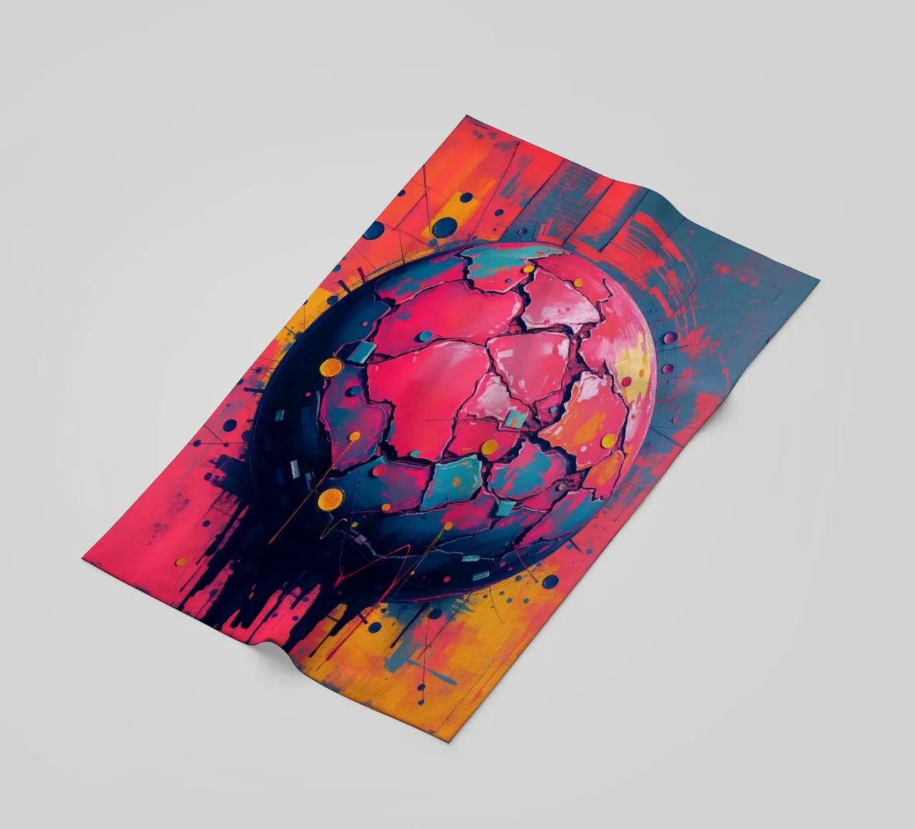 Représentation abstraite et colorée d'une planète fissurée serviette de plage de DesignDoodle