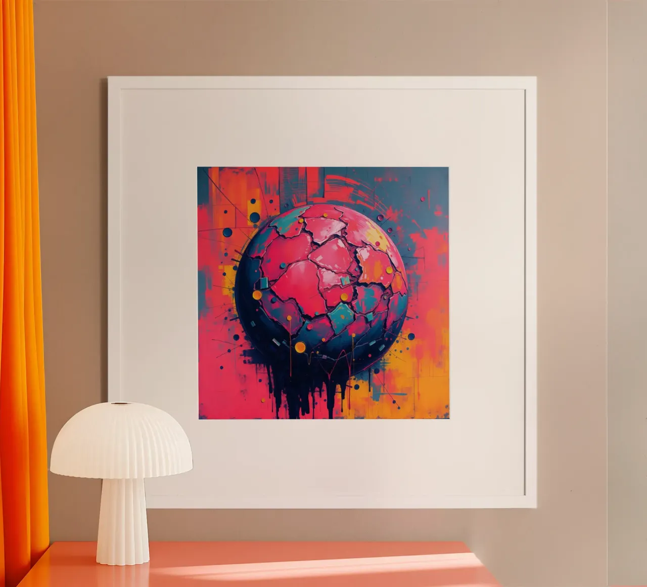 Représentation abstraite et colorée d'une planète fissurée hahnemühle de DesignDoodle