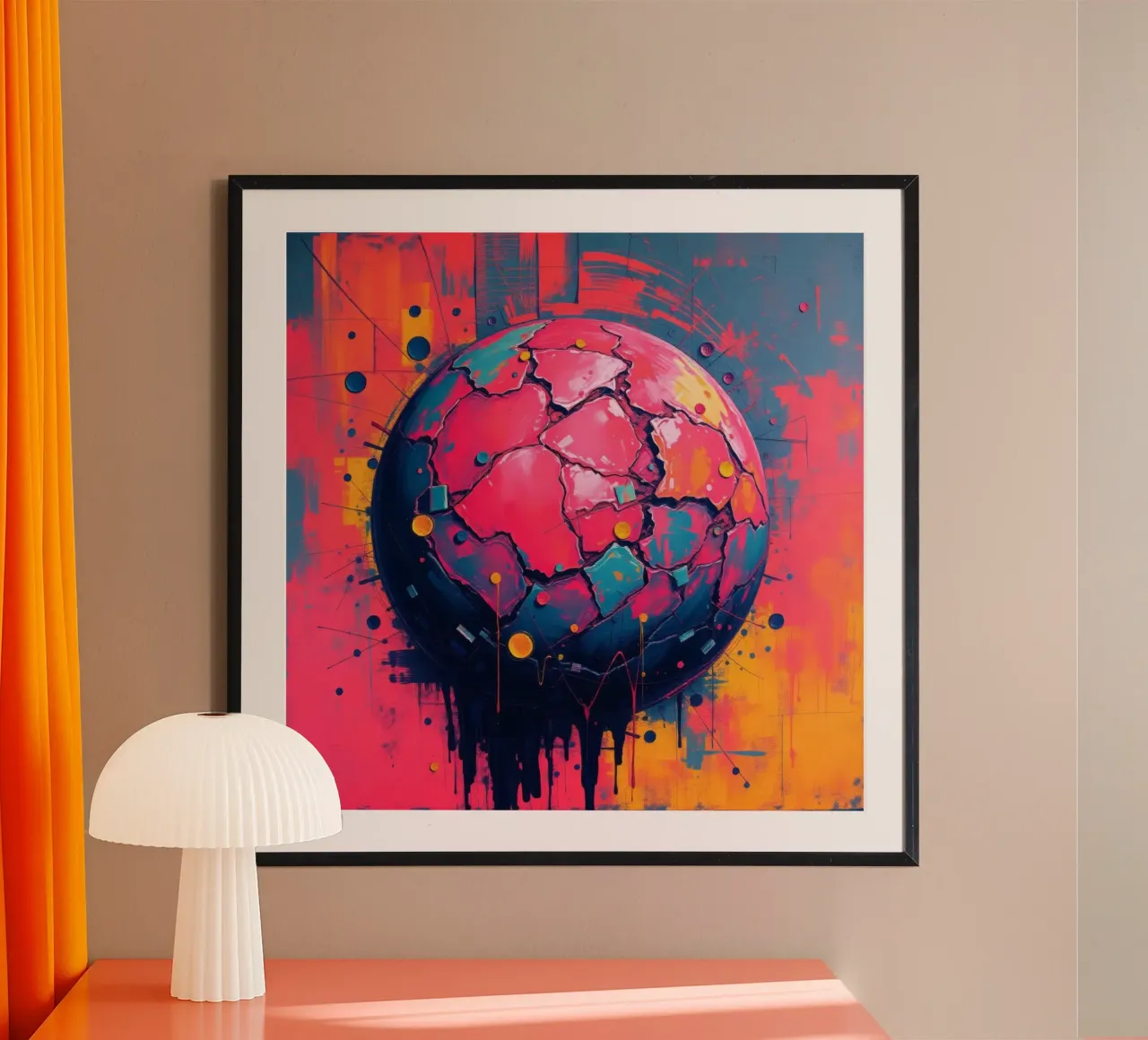 Représentation abstraite et colorée d'une planète fissurée hahnemühle de DesignDoodle