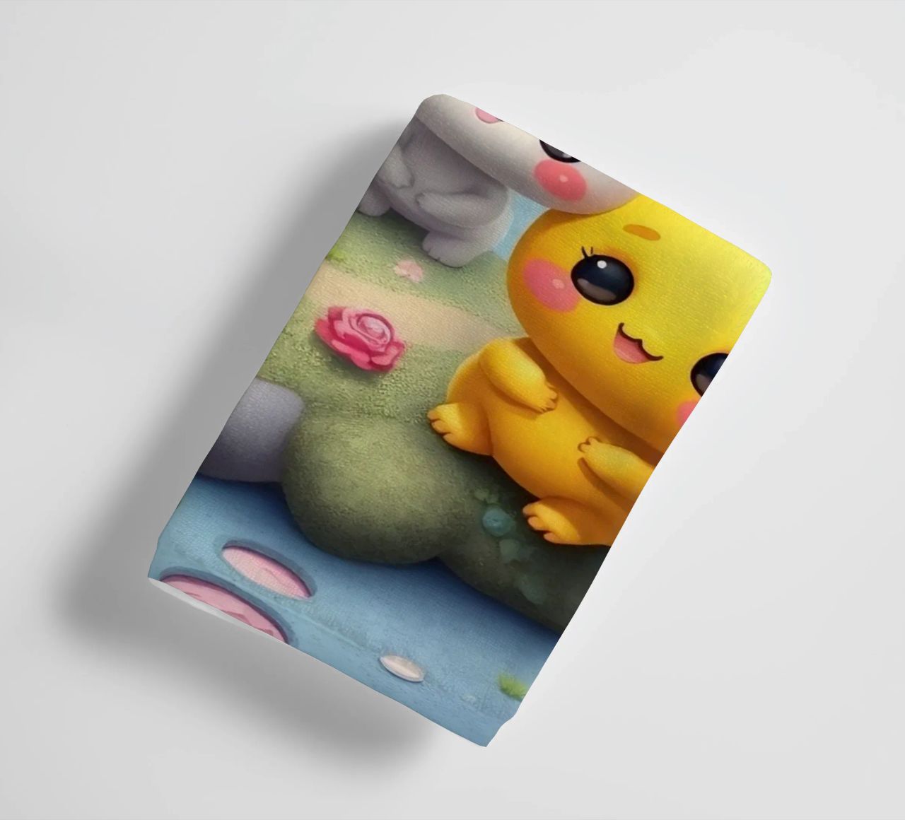 Cute animated creatures gather in a whimsical landscape towel by DesignDoodle