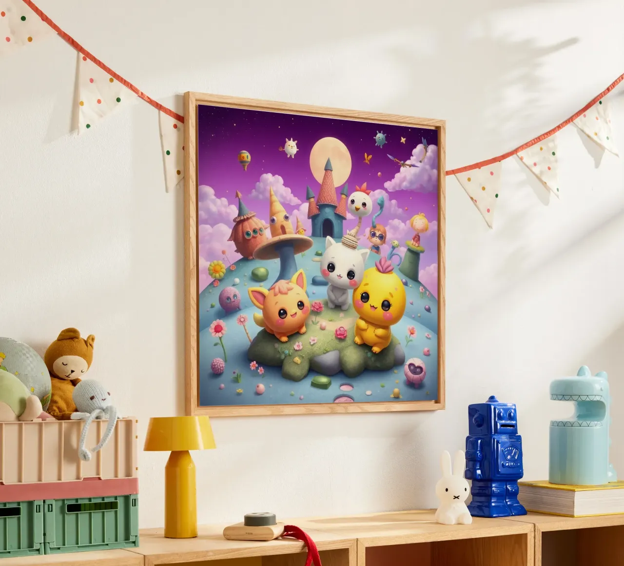 Simpatiche creature animate si riuniscono in un paesaggio stravagante plexiglass da DesignDoodle