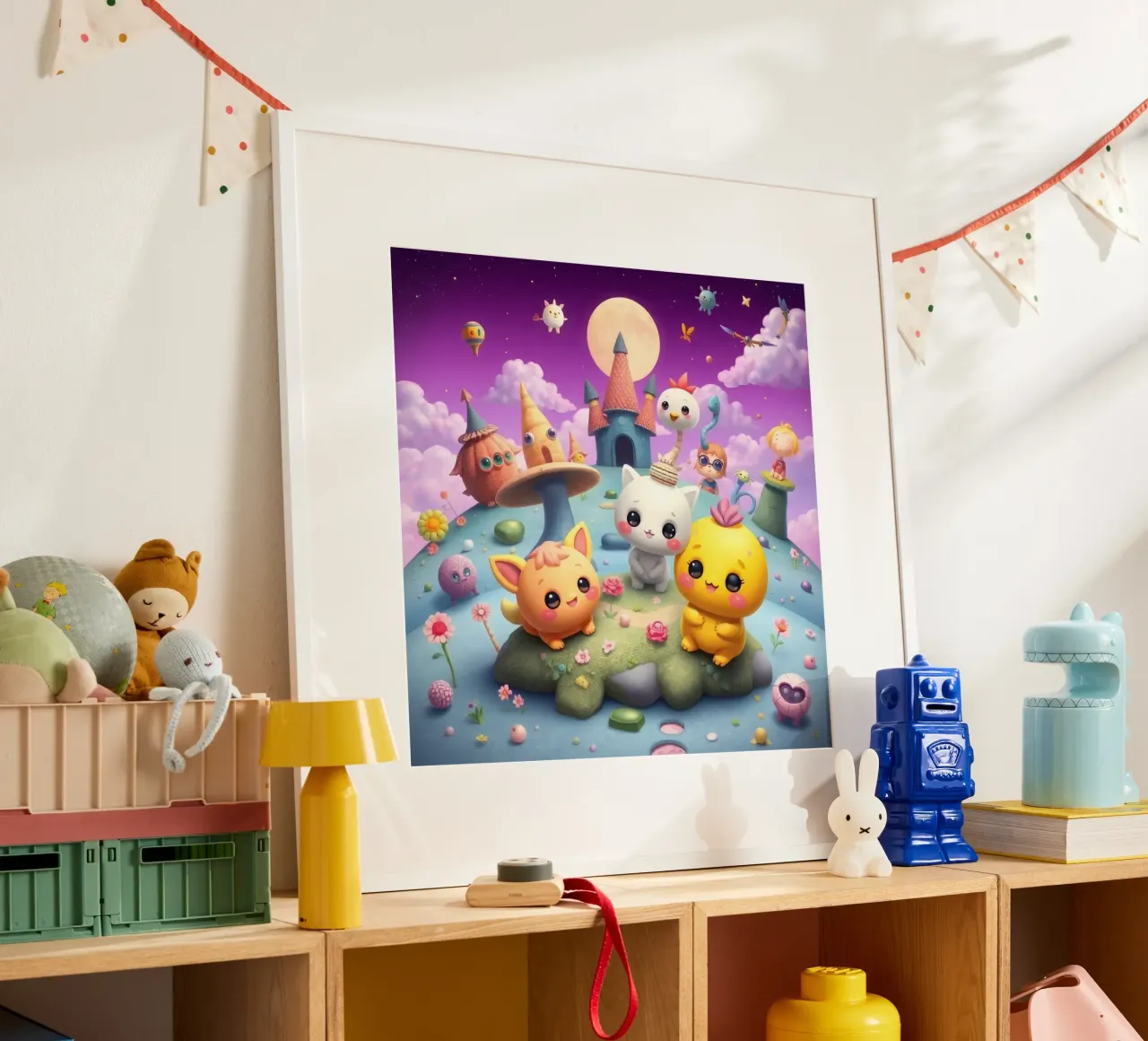 Simpatiche creature animate si riuniscono in un paesaggio stravagante carta hahnemühle da DesignDoodle