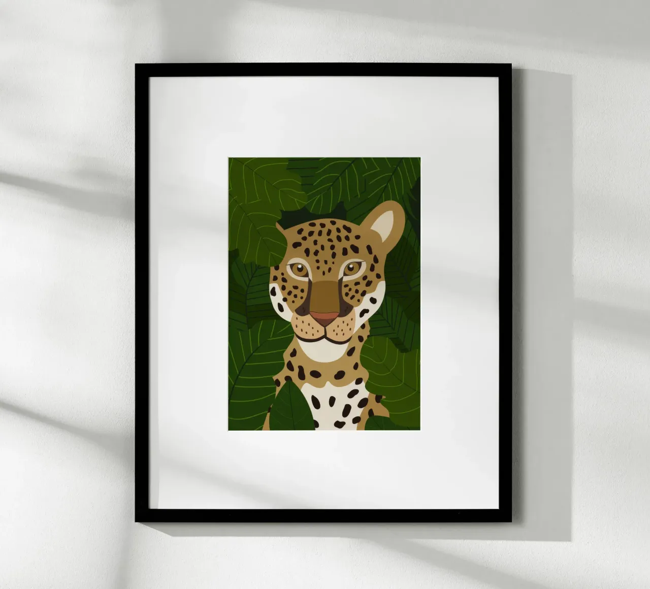 Ritratto di leopardo poster con telaio in alluminio da Seren Liodra