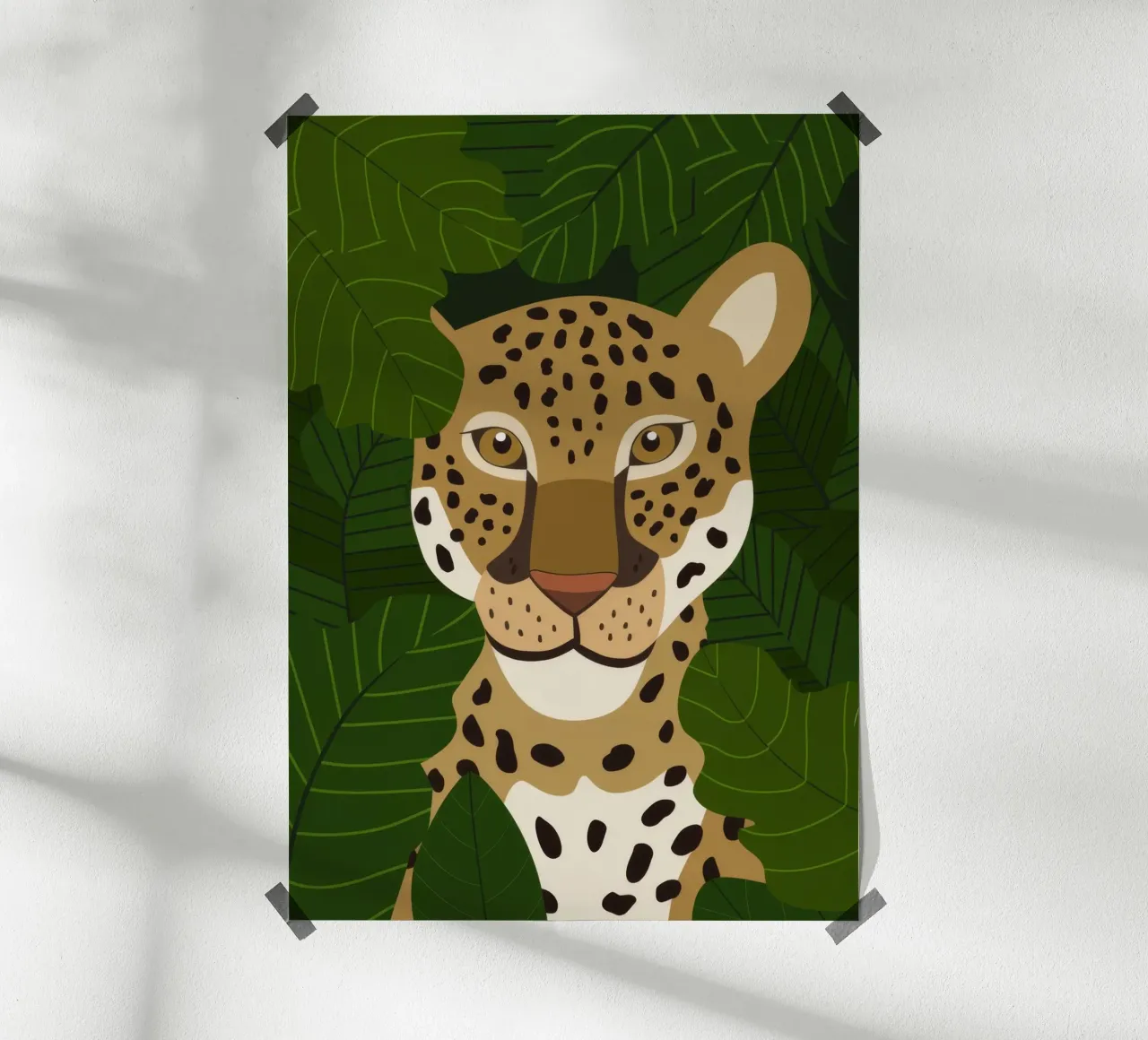 Ritratto di leopardo poster con telaio in alluminio da Seren Liodra