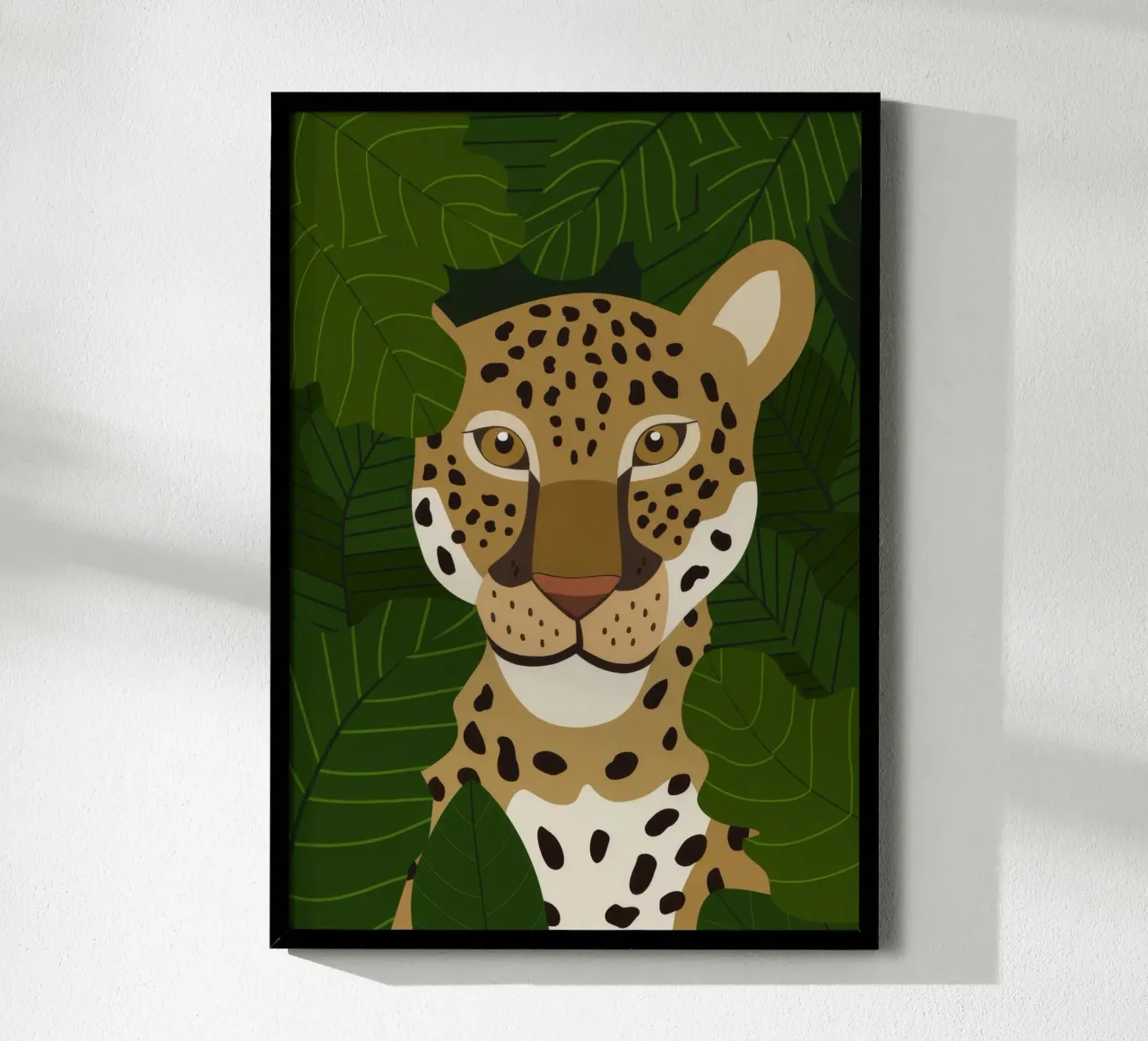 Ritratto di leopardo poster con telaio in alluminio da Seren Liodra