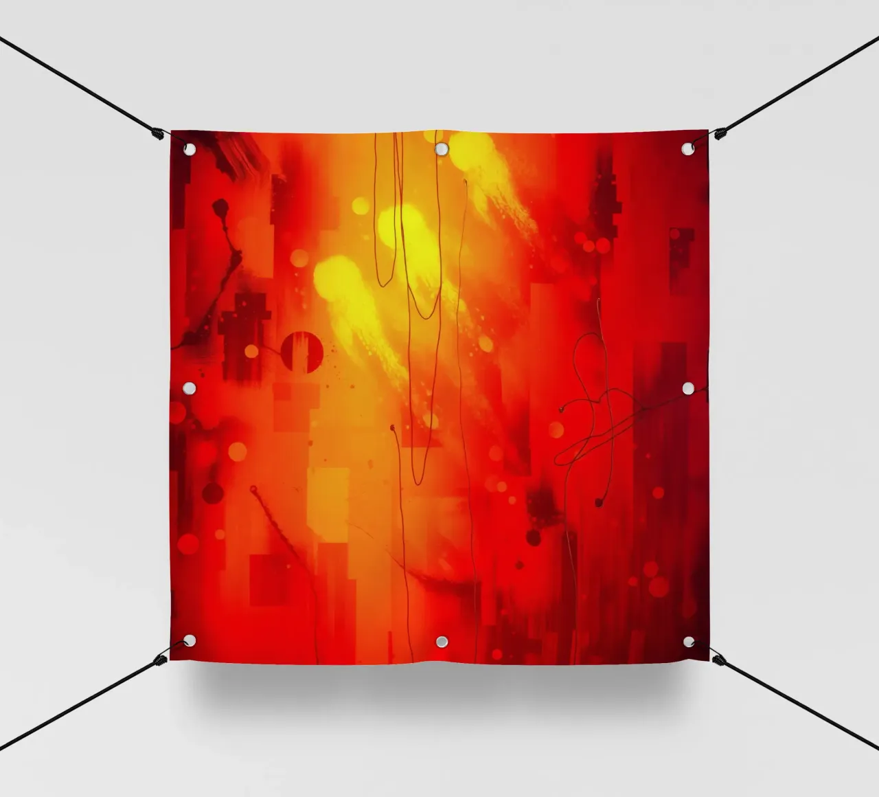 Bold abstract composition with vibrant red hues and dynamic pvc cover by DesignDoodle
