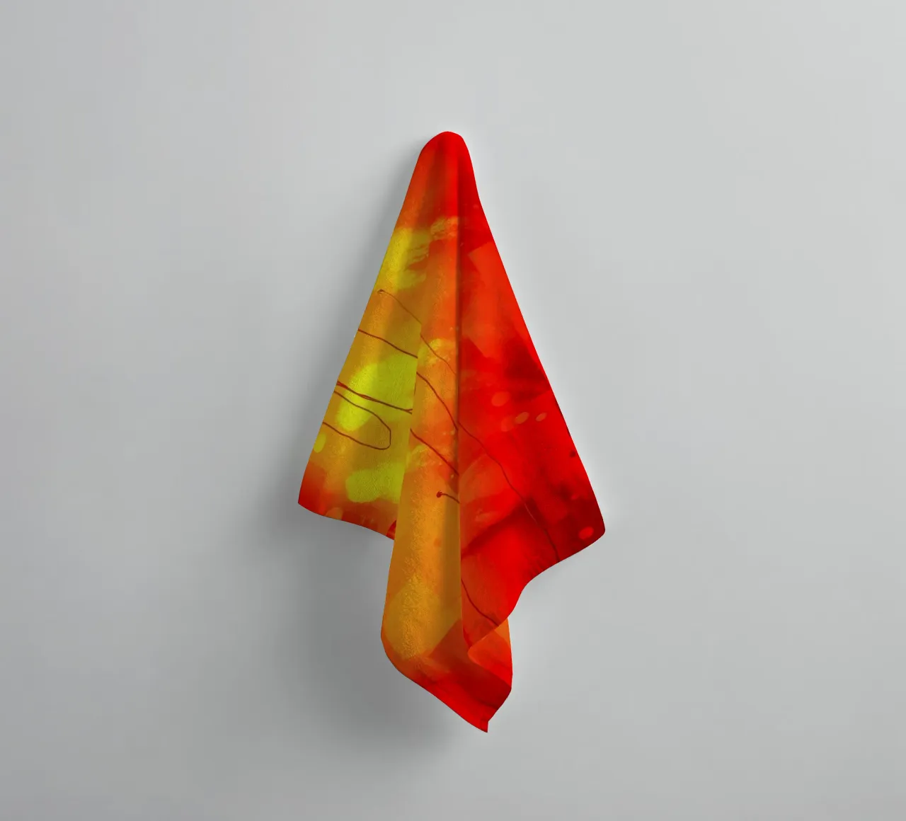 Bold abstract composition with vibrant red hues and dynamic towel by DesignDoodle
