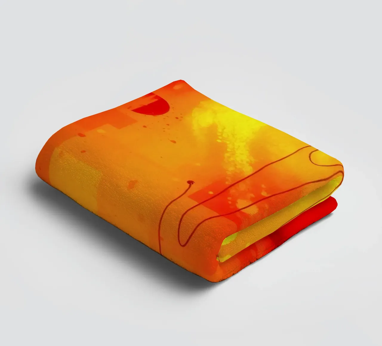 Bold abstract composition with vibrant red hues and dynamic towel by DesignDoodle