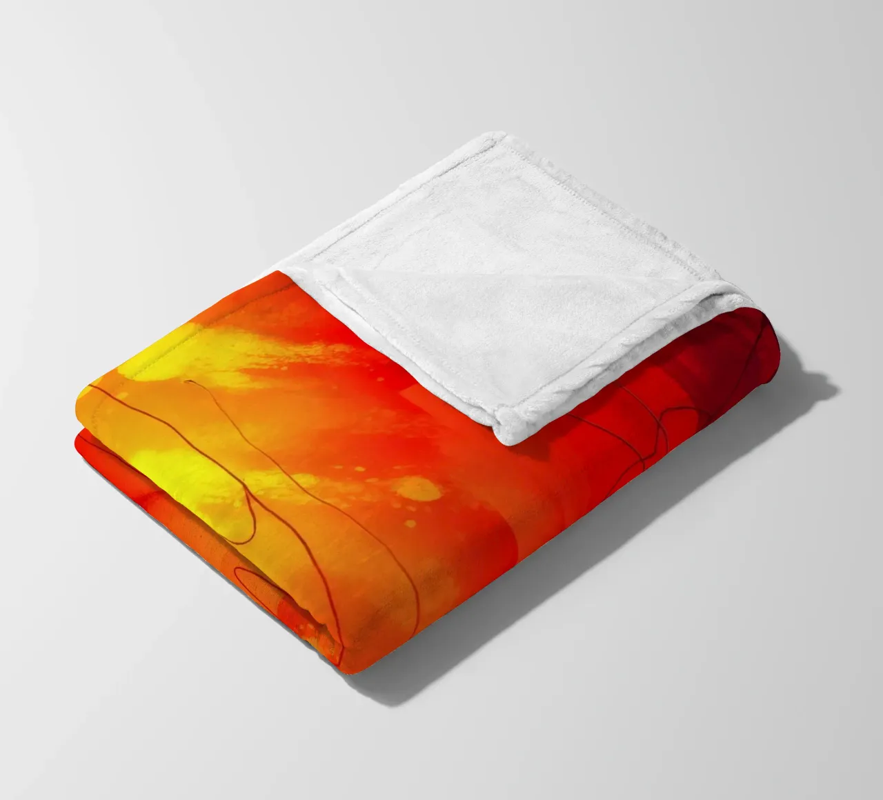 Bold abstract composition with vibrant red hues and dynamic fleece blanket by DesignDoodle