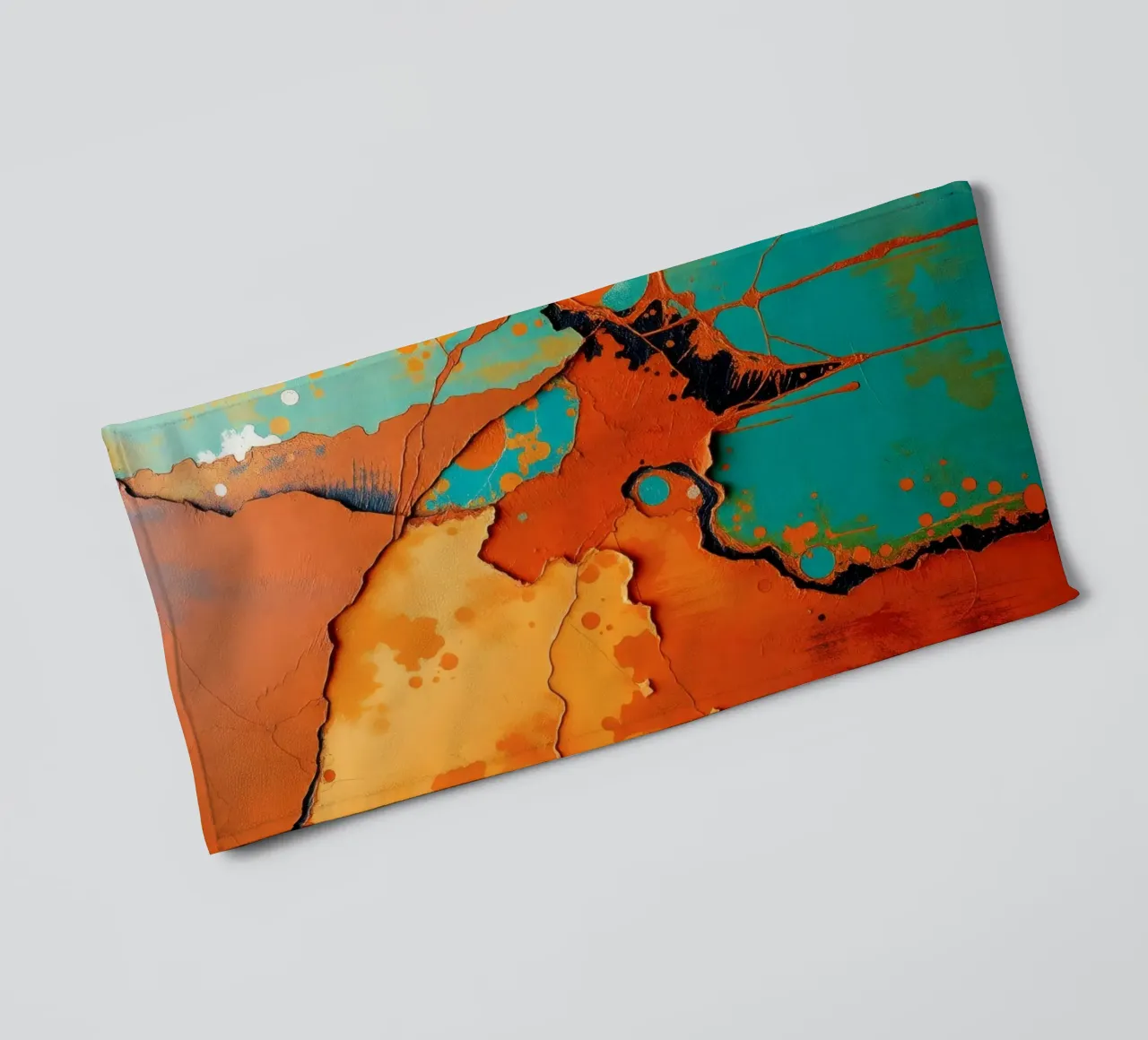 Opera d'arte astratta con vivaci colori arancione e turchese asciugamano da bagno da DesignDoodle