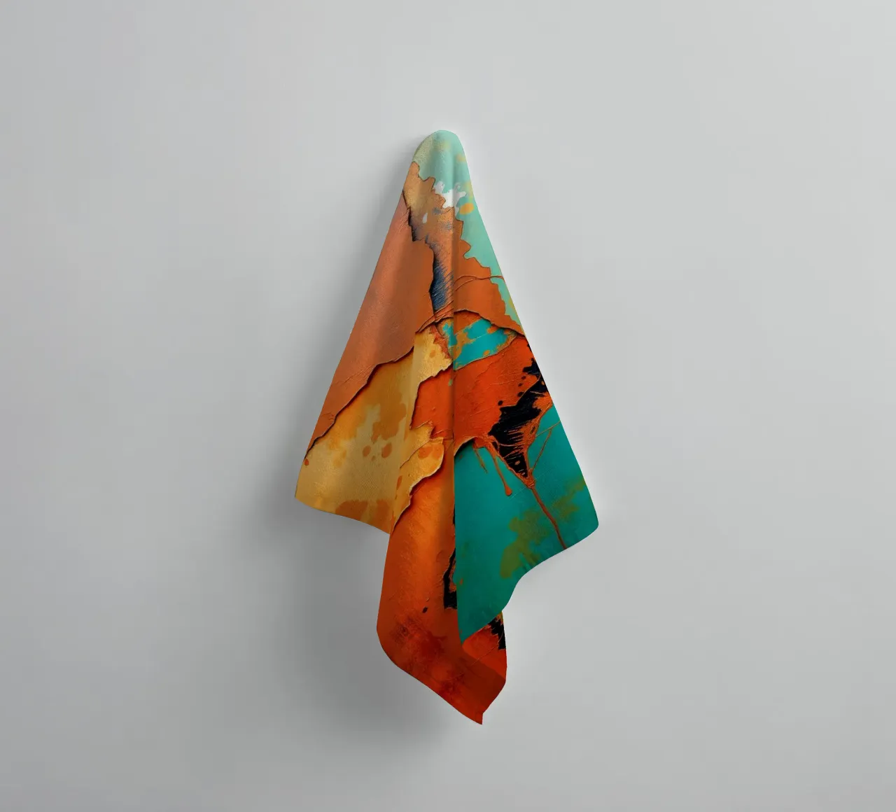 Opera d'arte astratta con vivaci colori arancione e turchese asciugamano da bagno da DesignDoodle