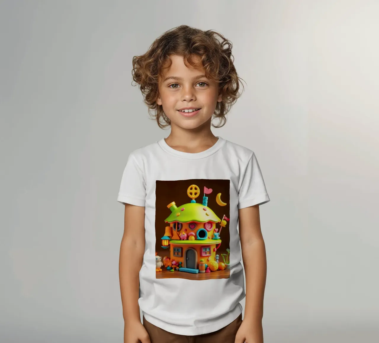 Maison miniature colorée aux détails ludiques et fantaisistes. t-shirt enfant de DesignDoodle