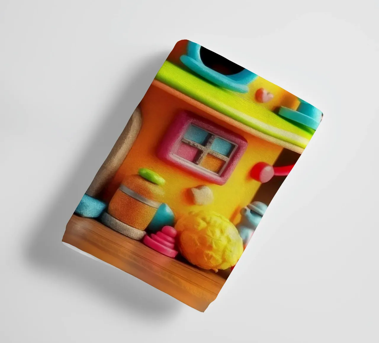 Maison miniature colorée aux détails ludiques et fantaisistes. serviette de bain de DesignDoodle