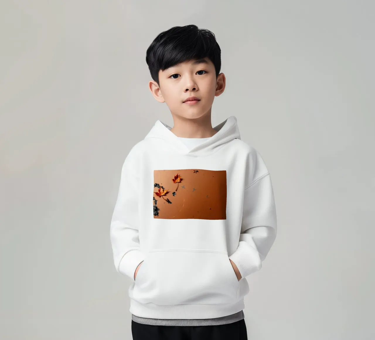 Feuilles d'automne colorées sur une surface rustique avec un motif étoilé sweat à capuche enfant de DesignDoodle