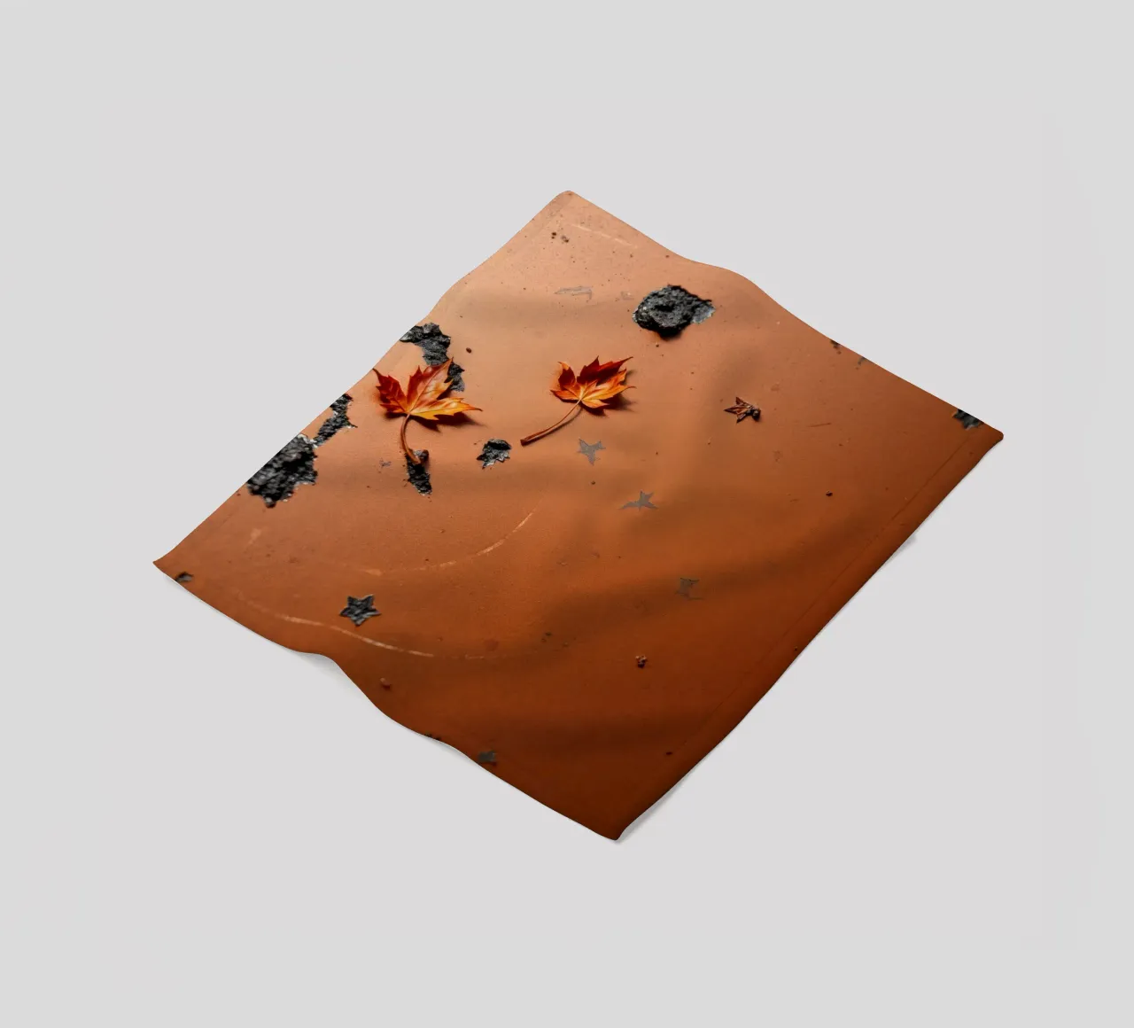 Feuilles d'automne colorées sur une surface rustique avec un motif étoilé plaid polaire de DesignDoodle