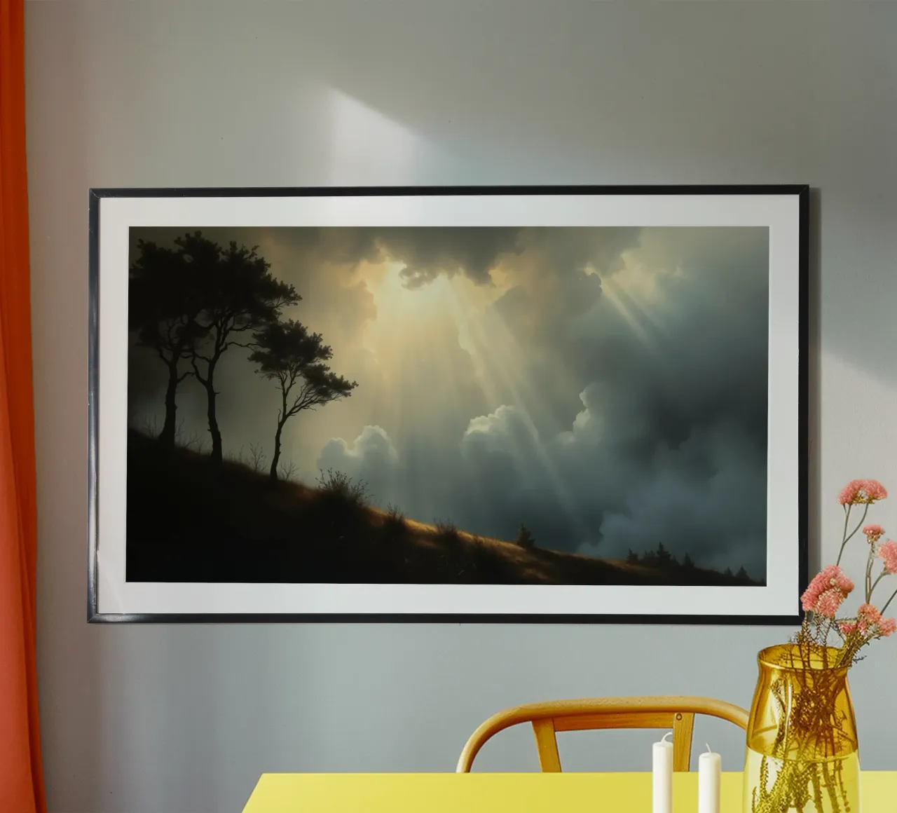 Dramatic sunlight breaking through stormy clouds hahnemühle by DesignDoodle