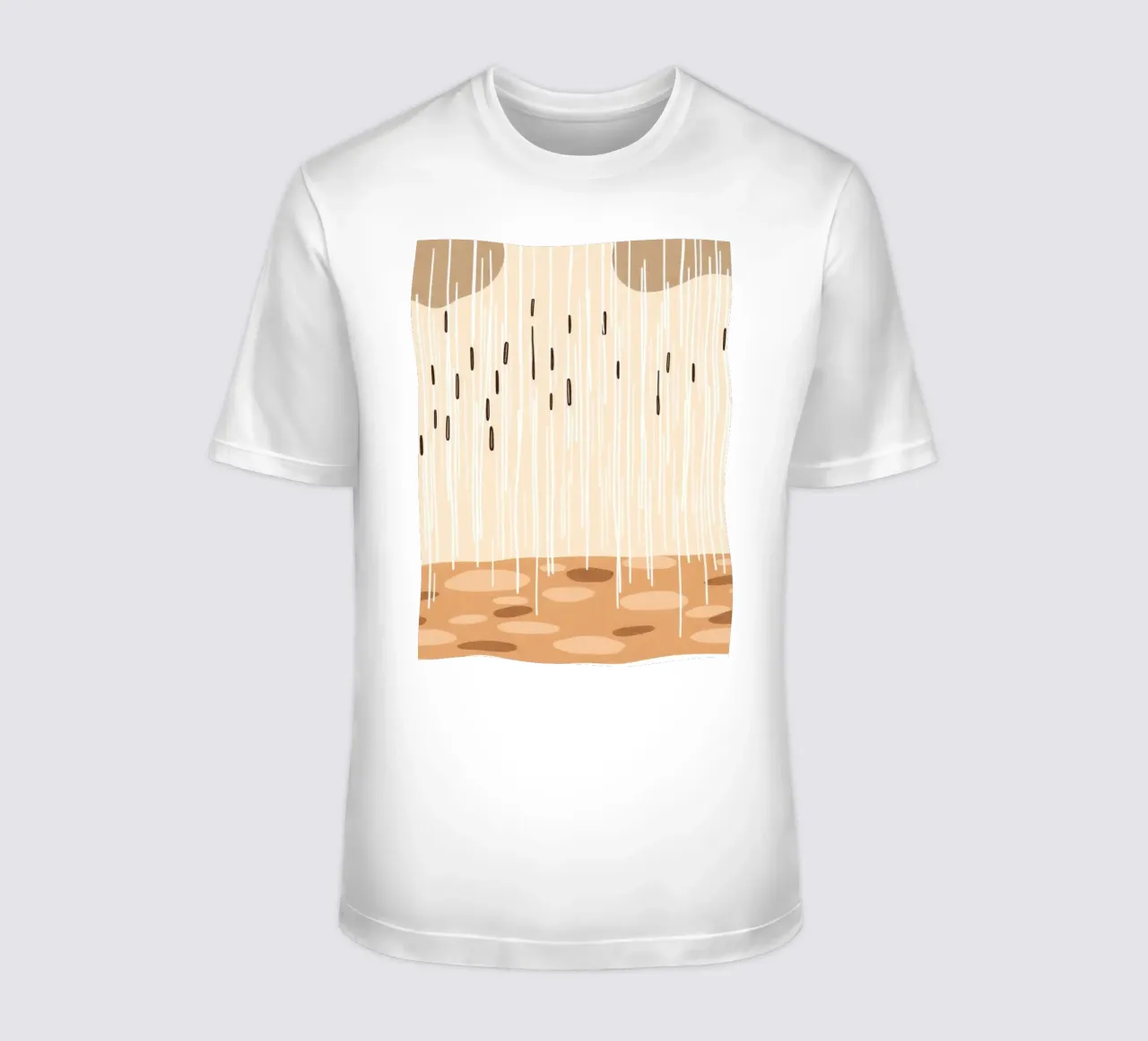 rain falling on a brown ground with sparse clouds t-shirt by DesignDoodle
