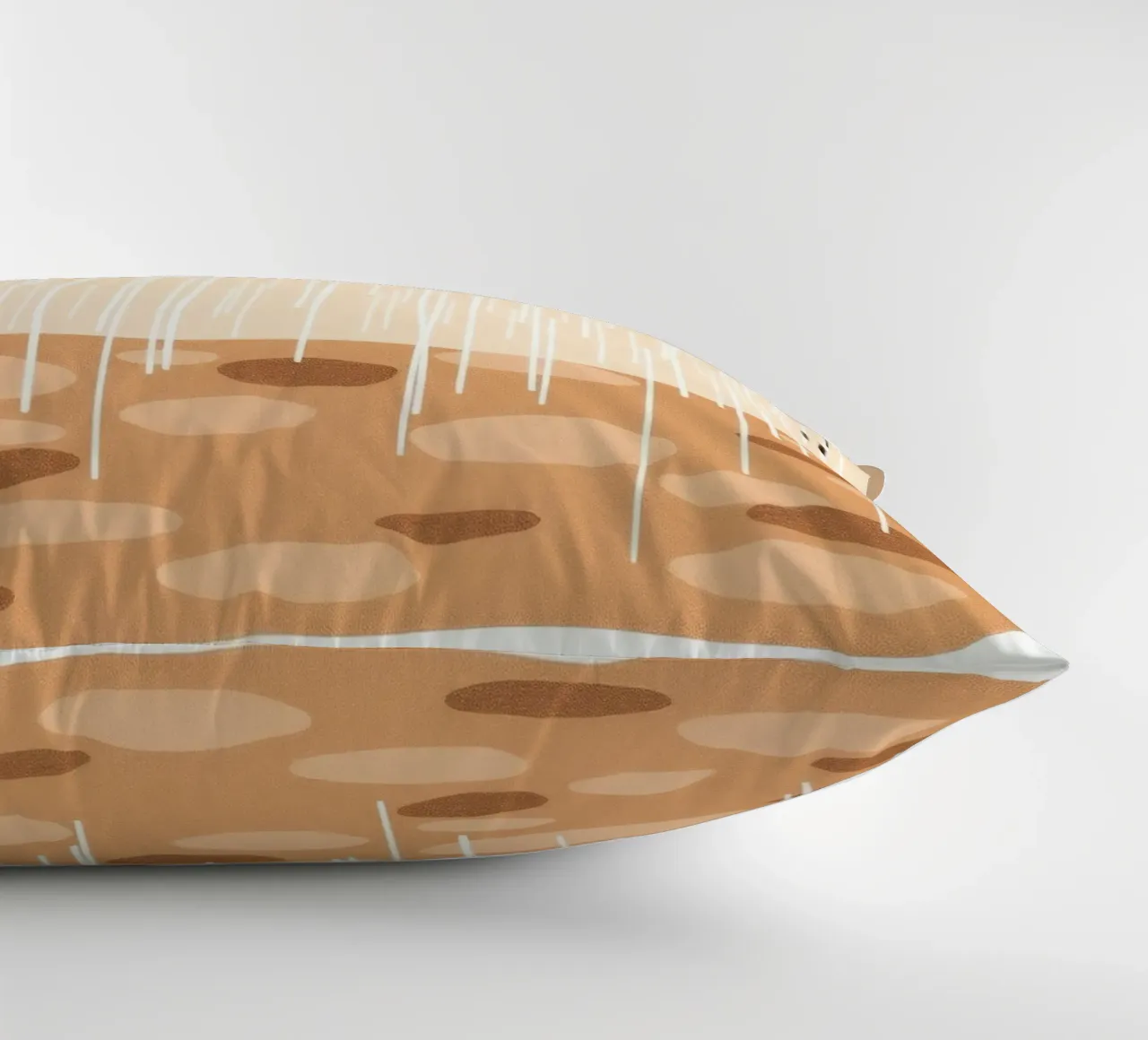 rain falling on a brown ground with sparse clouds decorative cushion by DesignDoodle