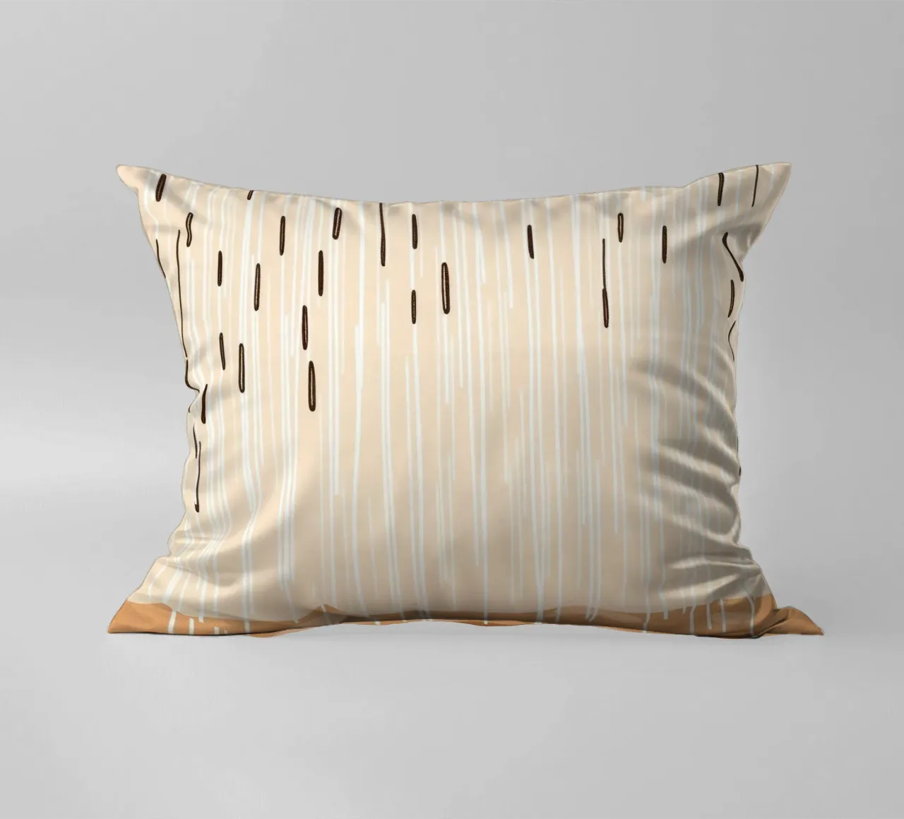 rain falling on a brown ground with sparse clouds decorative cushion by DesignDoodle