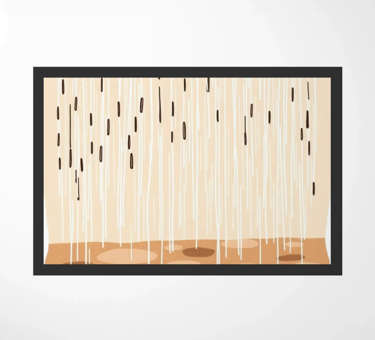 rain falling on a brown ground with sparse clouds doormat by DesignDoodle