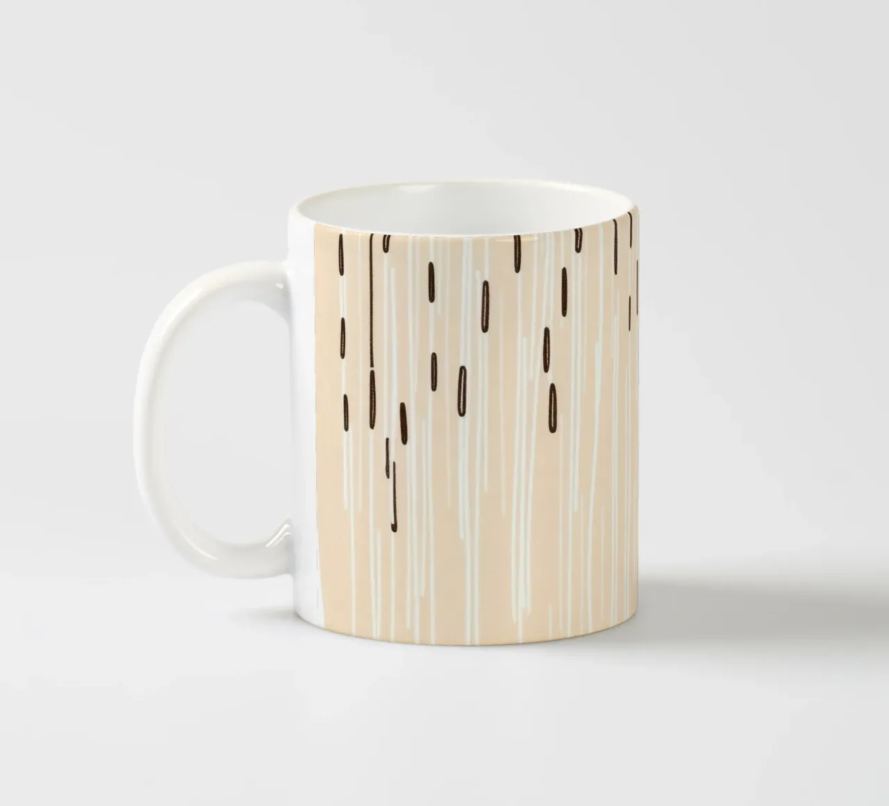 rain falling on a brown ground with sparse clouds ceramic mug by DesignDoodle