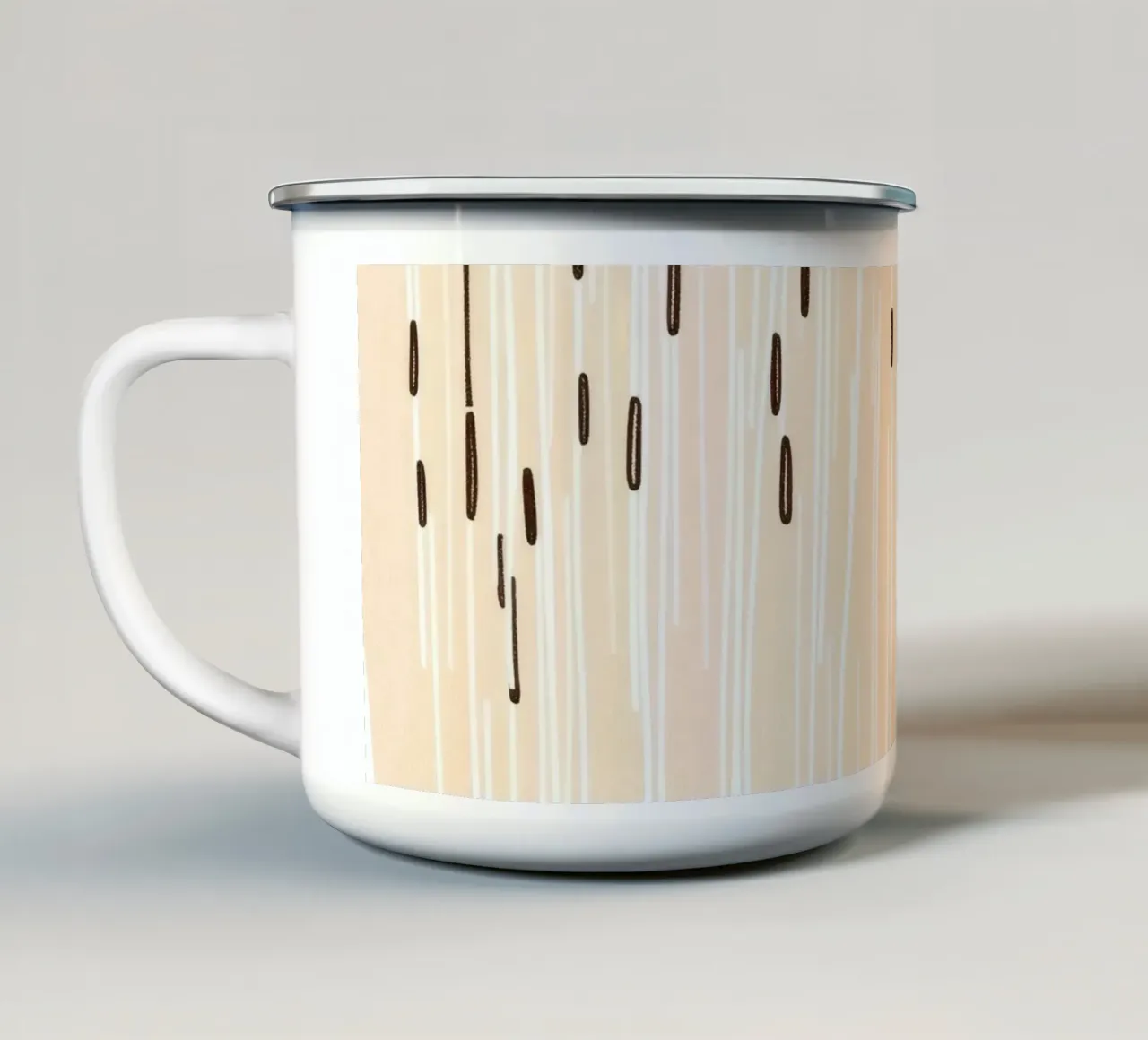 rain falling on a brown ground with sparse clouds enamel mug by DesignDoodle