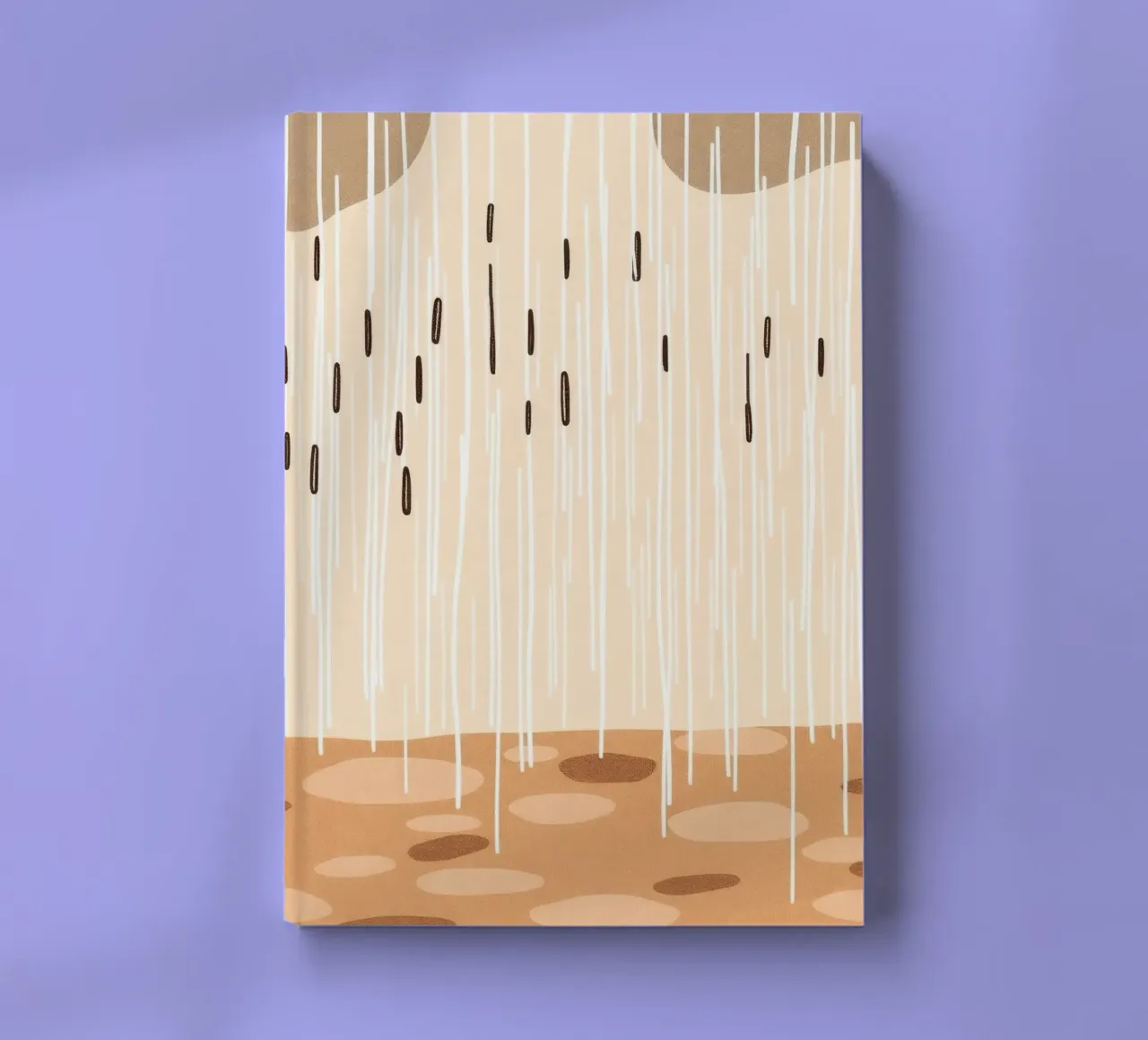 rain falling on a brown ground with sparse clouds notebook by DesignDoodle