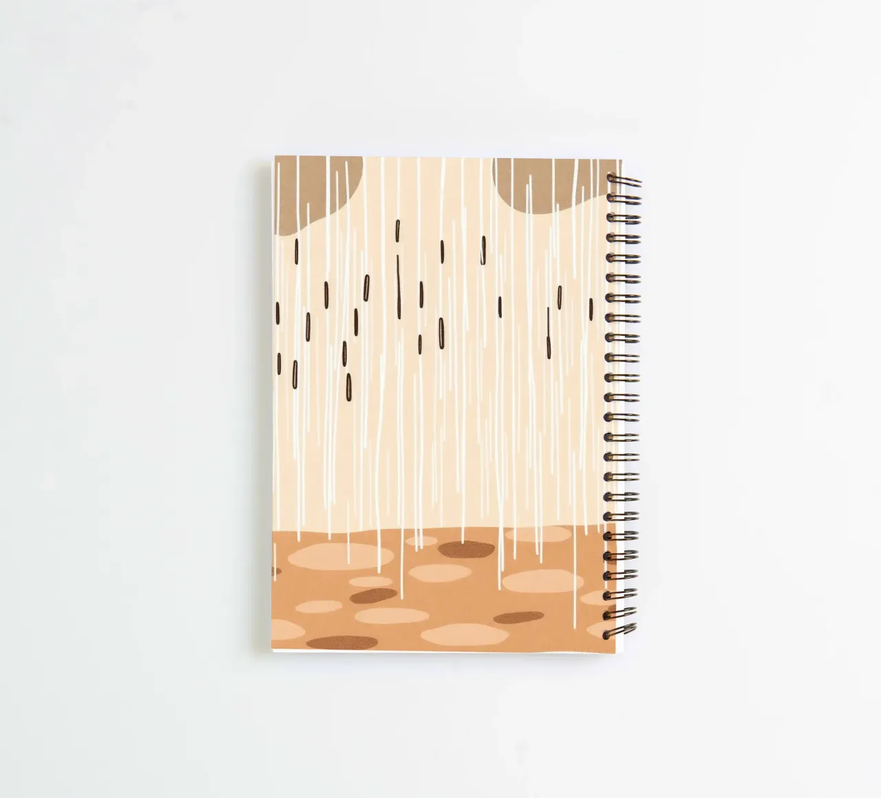 rain falling on a brown ground with sparse clouds spiral notebook by DesignDoodle