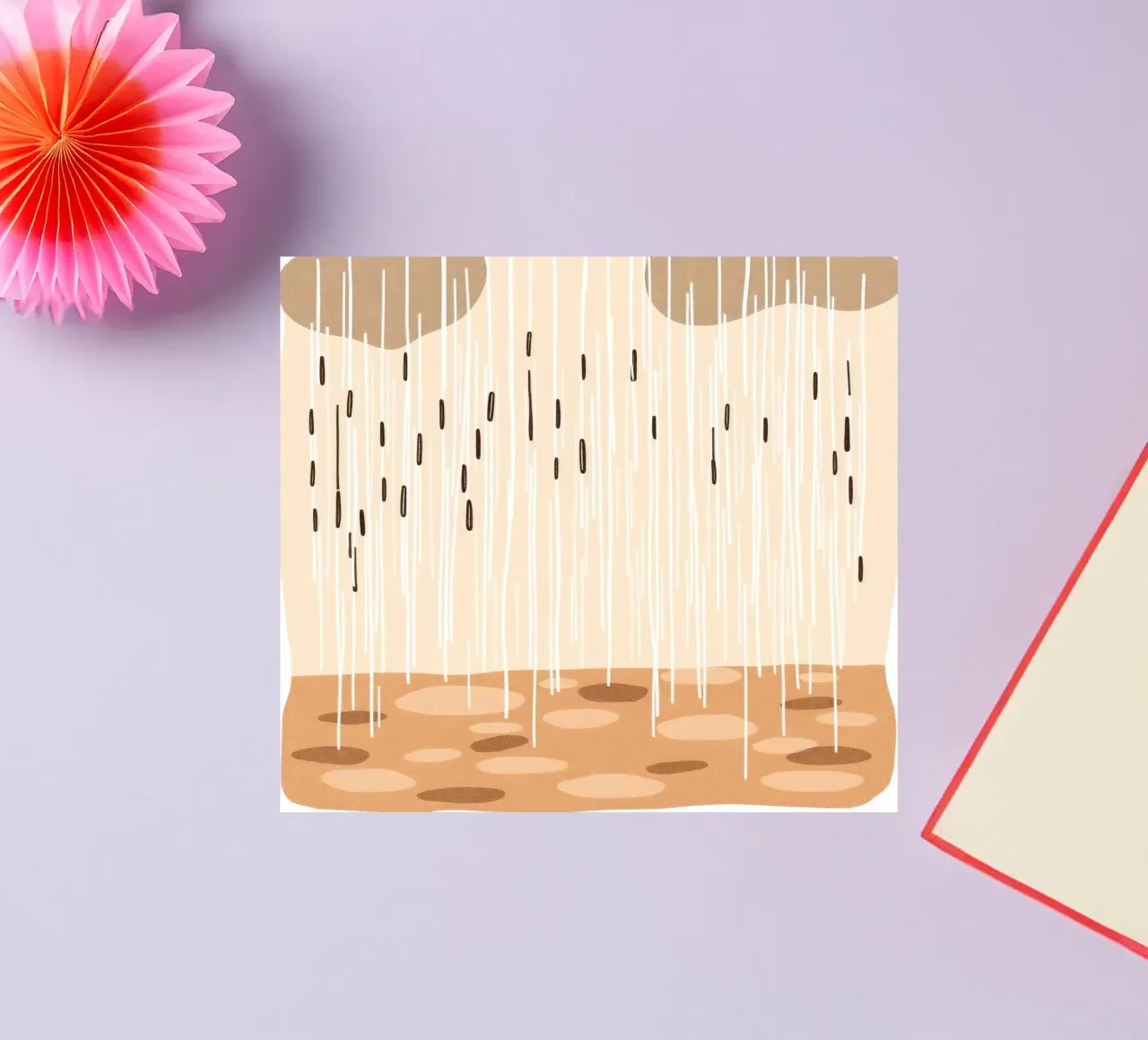 rain falling on a brown ground with sparse clouds sticker by DesignDoodle