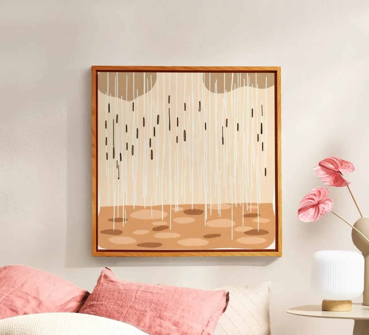 pioggia che cade su un terreno marrone con nuvole rade plexiglass da DesignDoodle