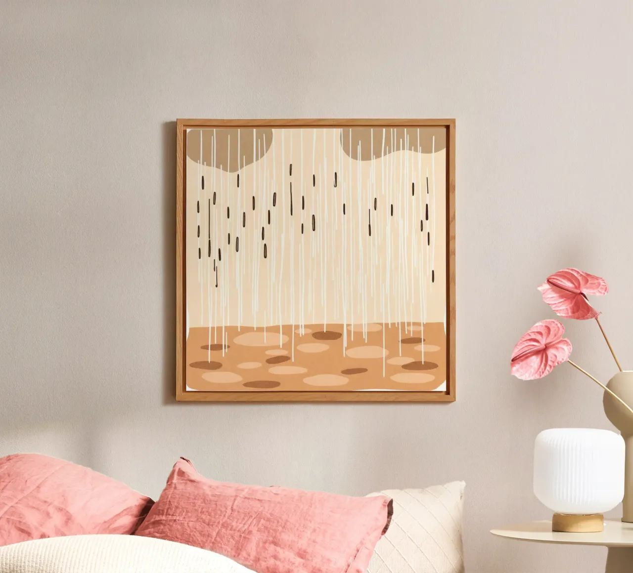 rain falling on a brown ground with sparse clouds alu-dibond by DesignDoodle