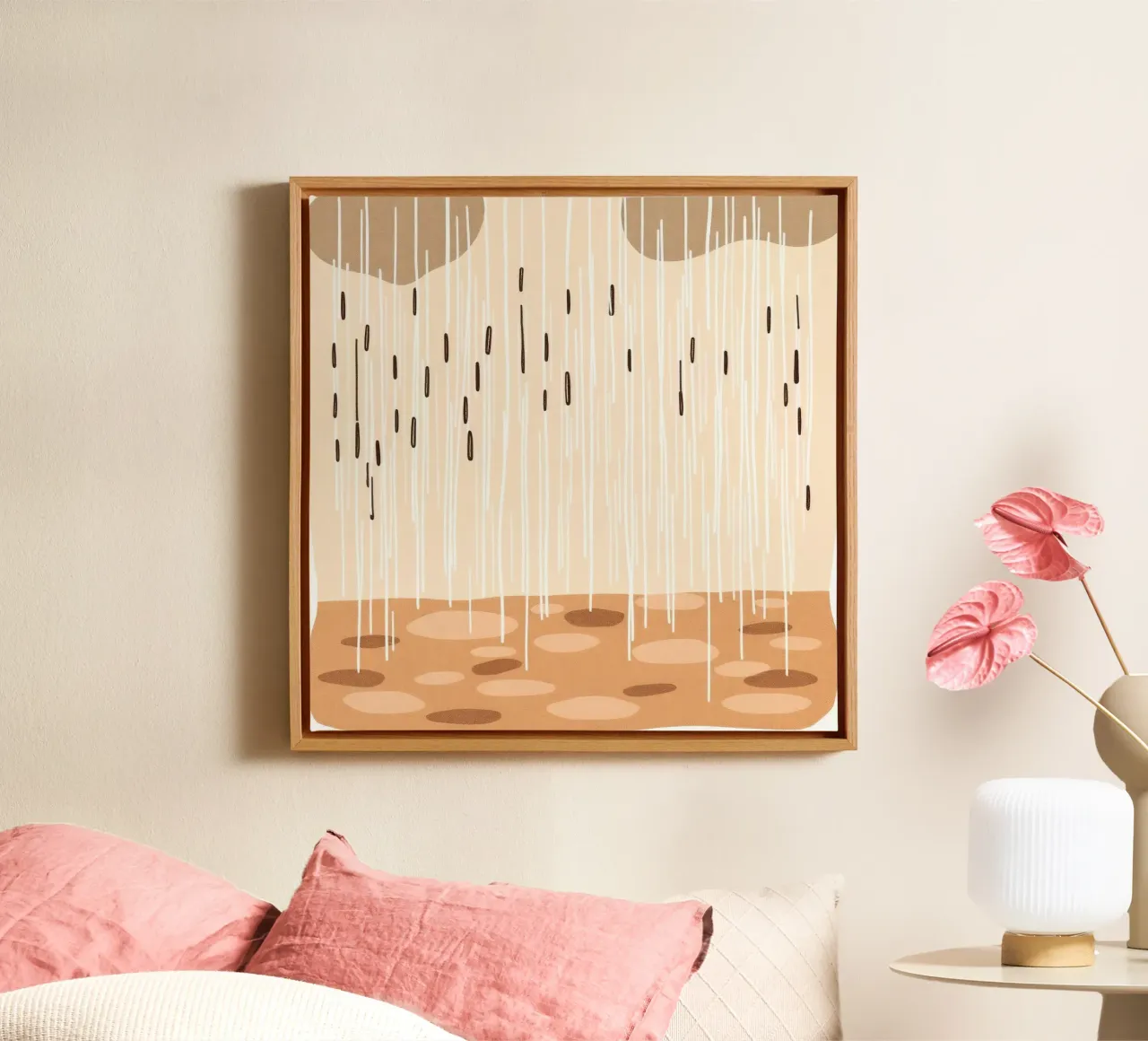 rain falling on a brown ground with sparse clouds canvas by DesignDoodle