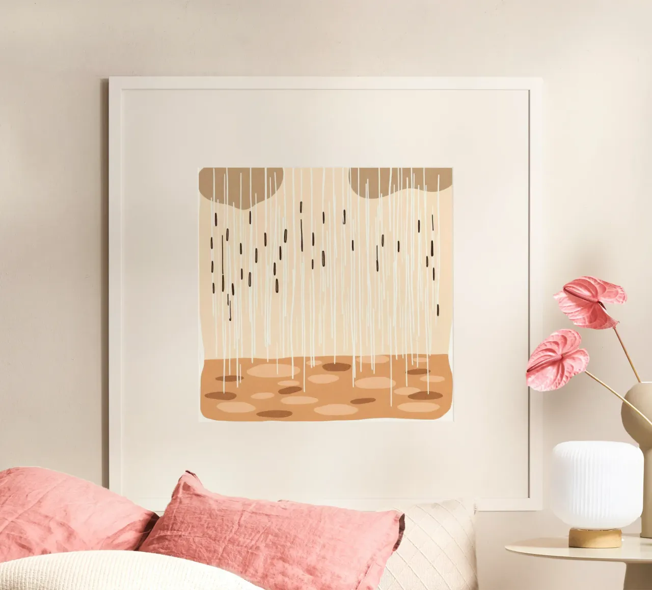rain falling on a brown ground with sparse clouds hahnemühle by DesignDoodle